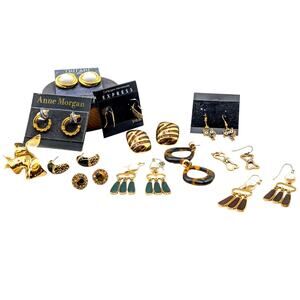 Lot of Twelve Pair Gold Tone Earrings Some NWT